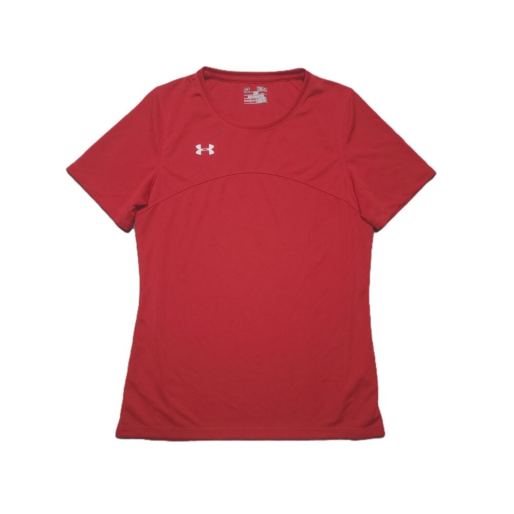 Under Armour UA Loose Soccer Jersey Shirt Womens M Heatgear Red Short Sleeve Top